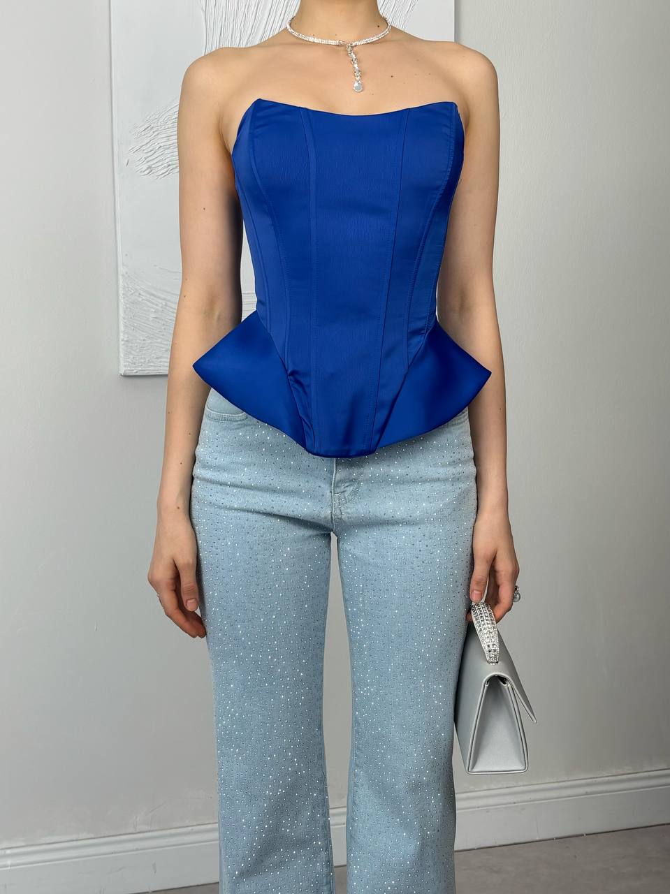 Royal Blue Peplum Korse