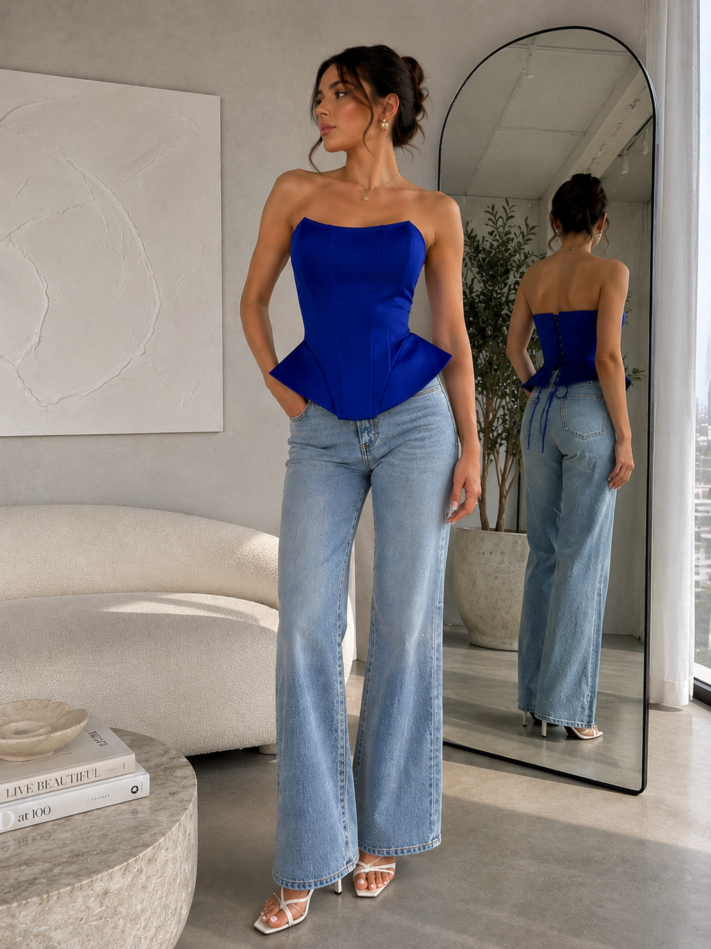 Royal Blue Peplum Korse