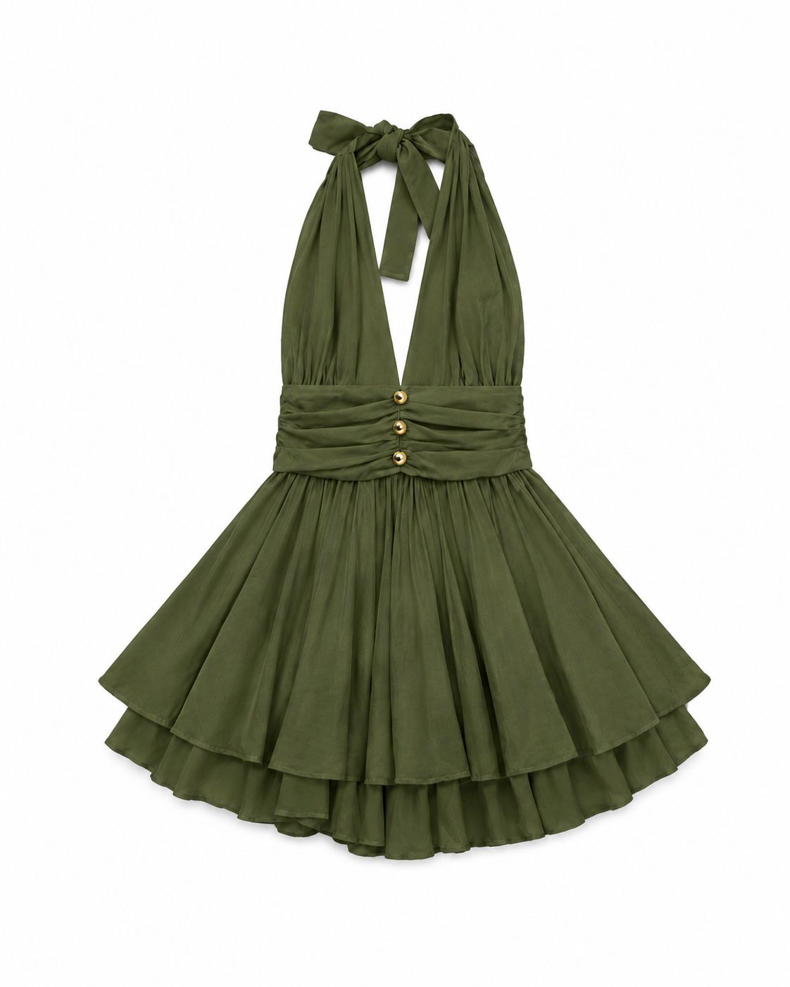 HİLORA  Olive Haki Halter Elbise