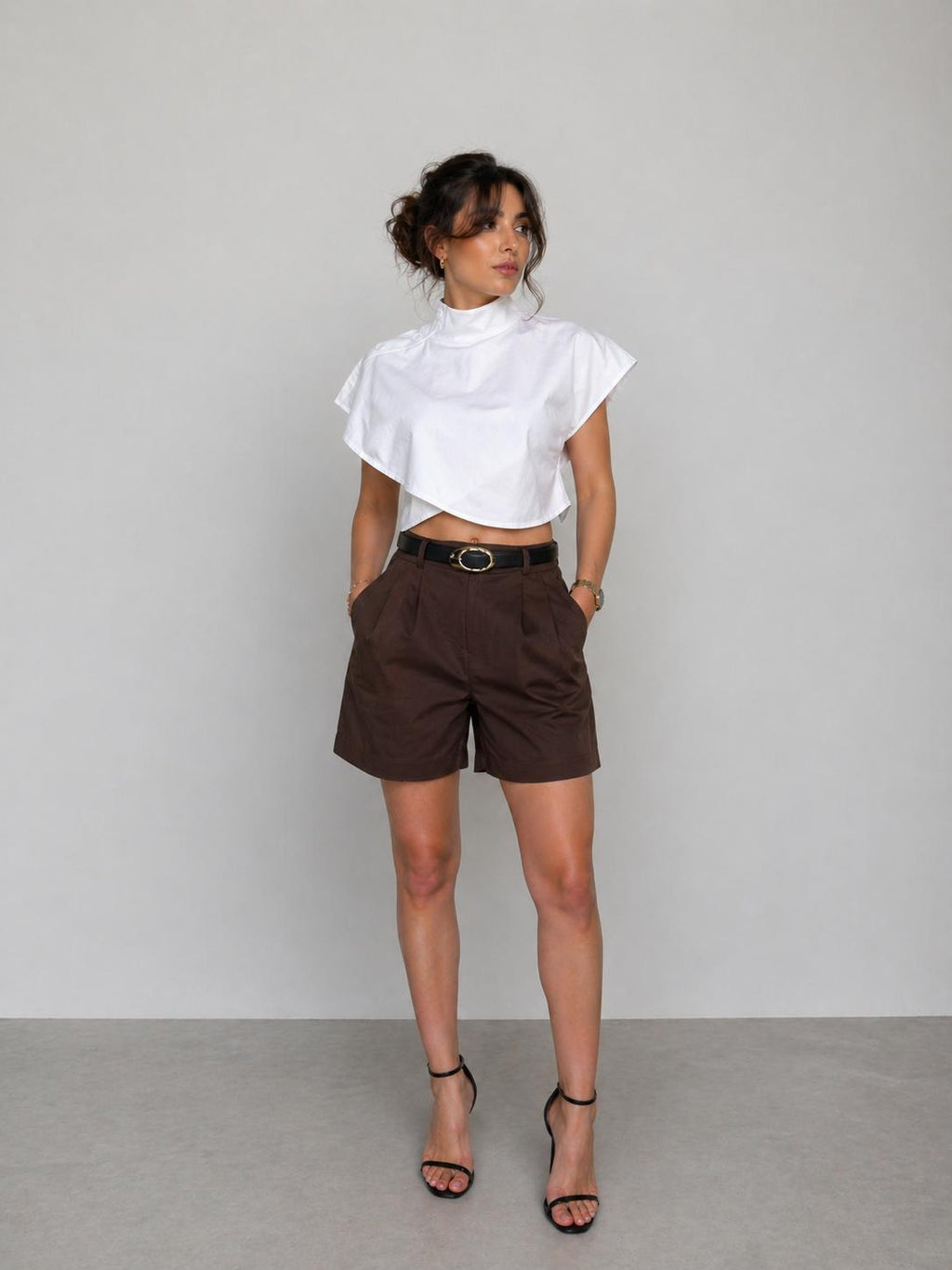 HİLORA Noir Tailored Kemerli Şort - Butter Yellow & Mocha
